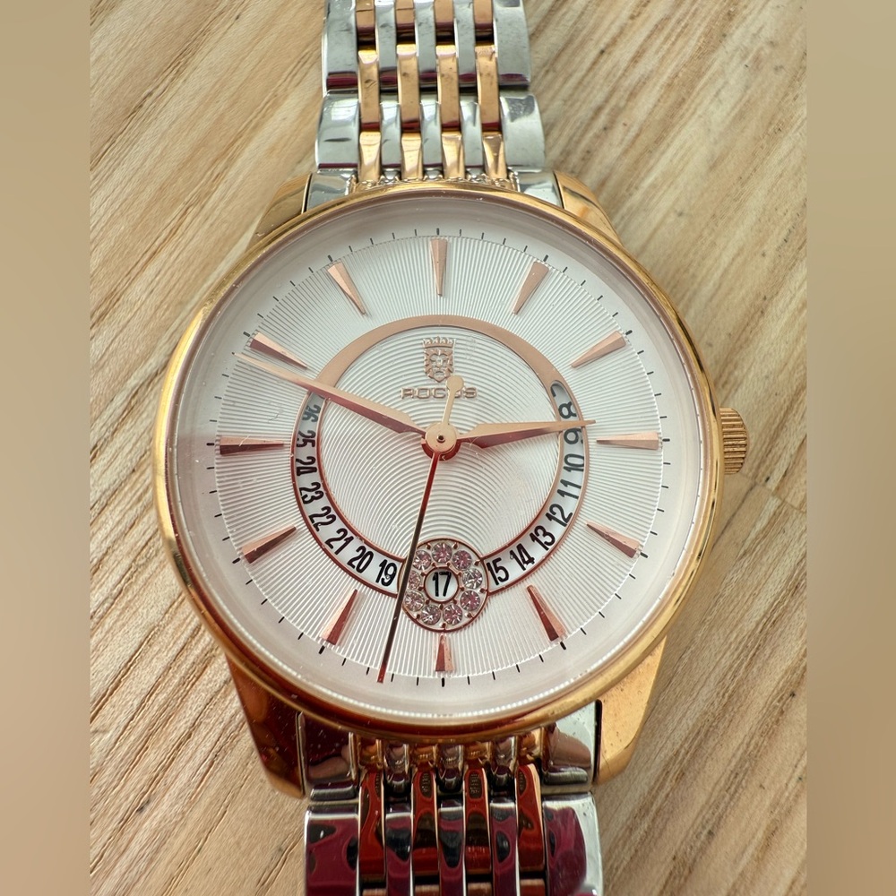 Rocos ladies silver tone rose gold tone watch NEW BATTERY